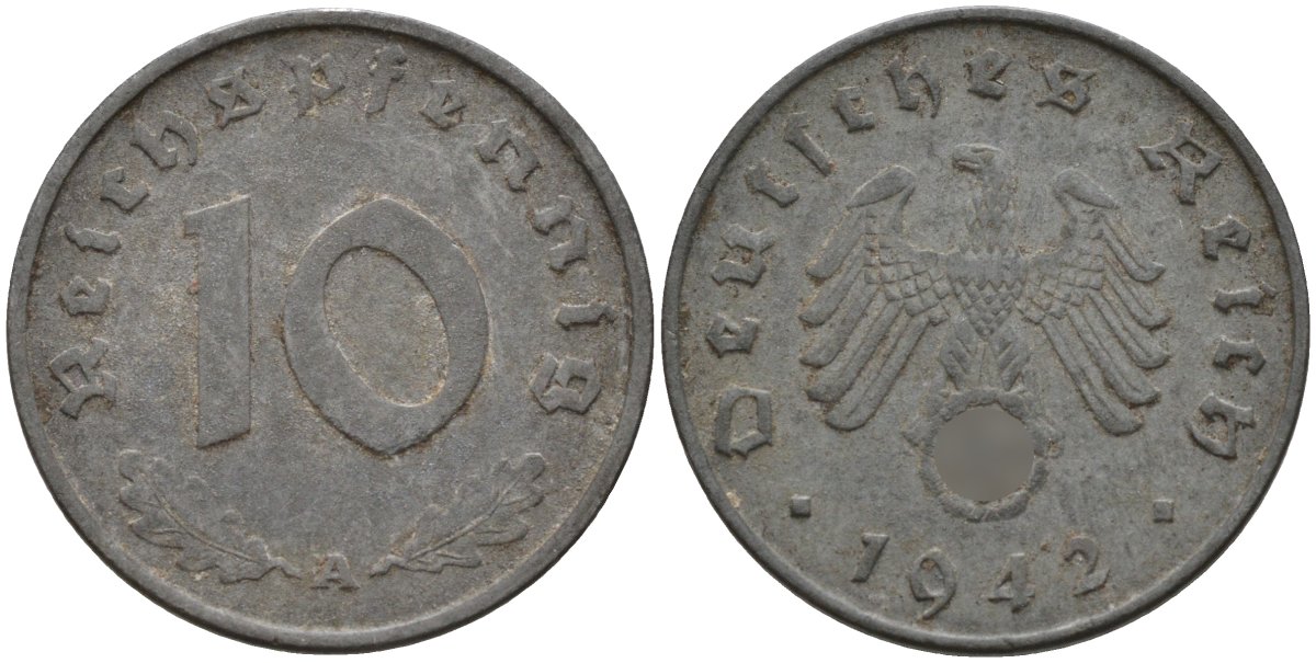 Германия 10 рейхспфеннигов 1942 A KM 101, J.371 цинк 4151-169