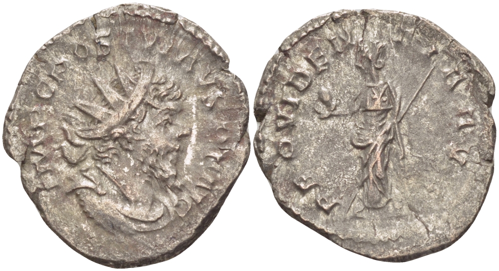 Римская Империя (императоры в Галлии) антониниан 260 - 269 Постум. IMP C POSTVMVS P F AVG / PROVIDENTIA AVG, Провиденция, держащая скипетр и сферу, Колония Агриппины, Good Very fine RIC 323 биллон 1073-13-35