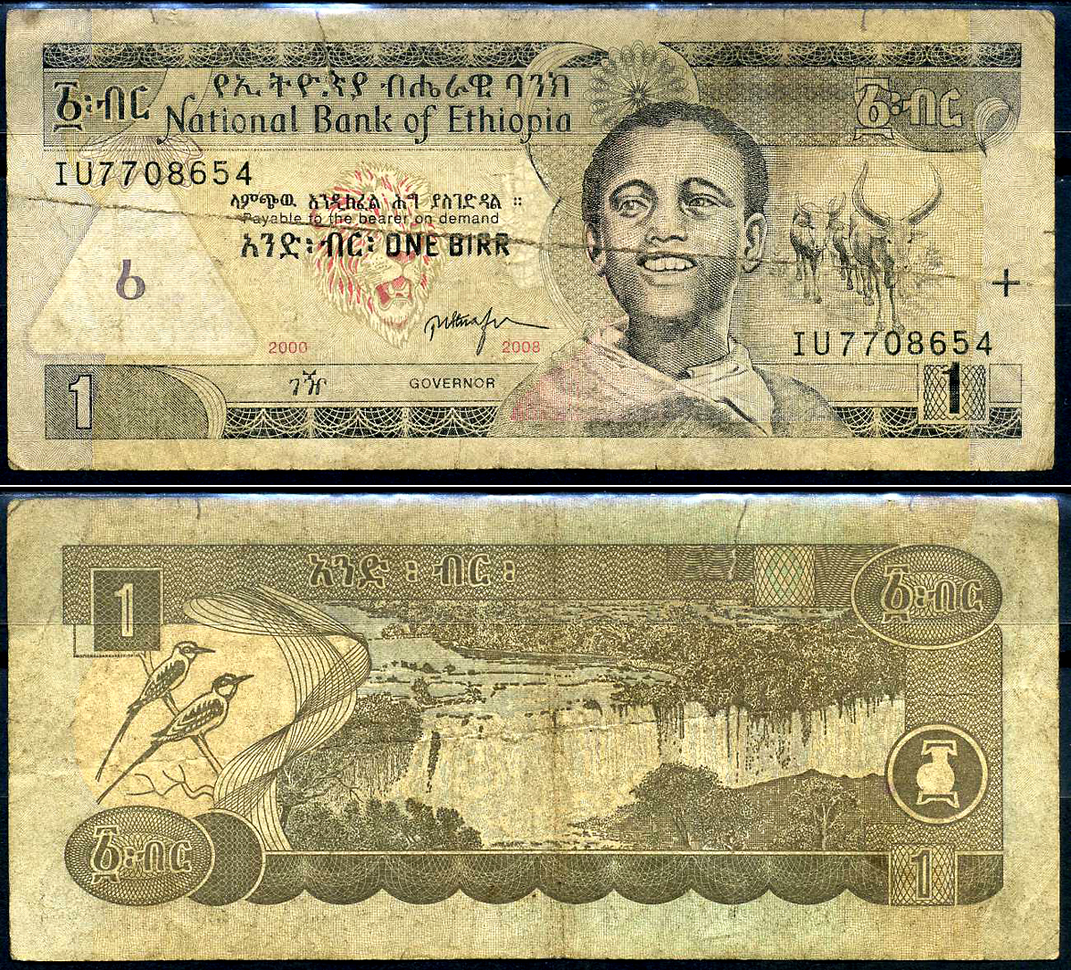 Эфиопия 1 быр ED 2000 AD 2008 Pick 46 e бумага 8592-7-3-2