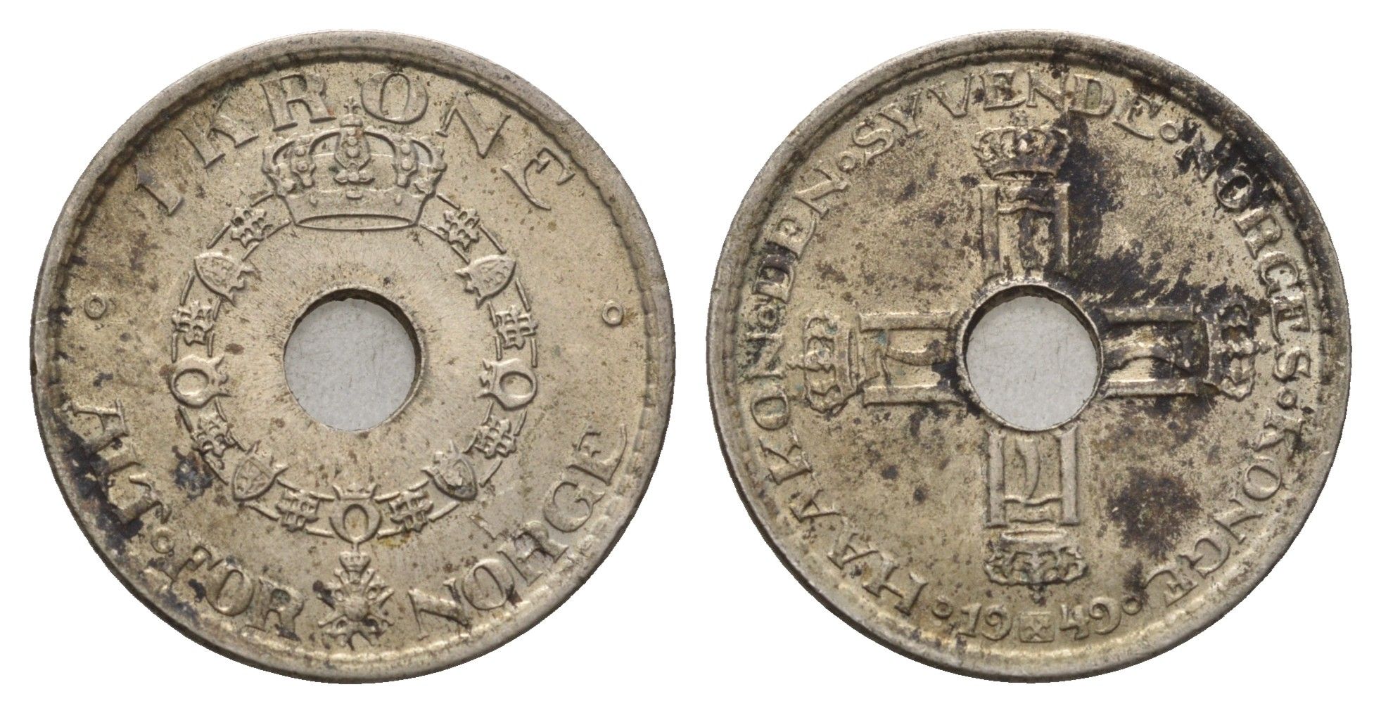 Норвегия 1 крона 1949 Хокон VII (1905-1957) KM 385 медно-никель 4703-255