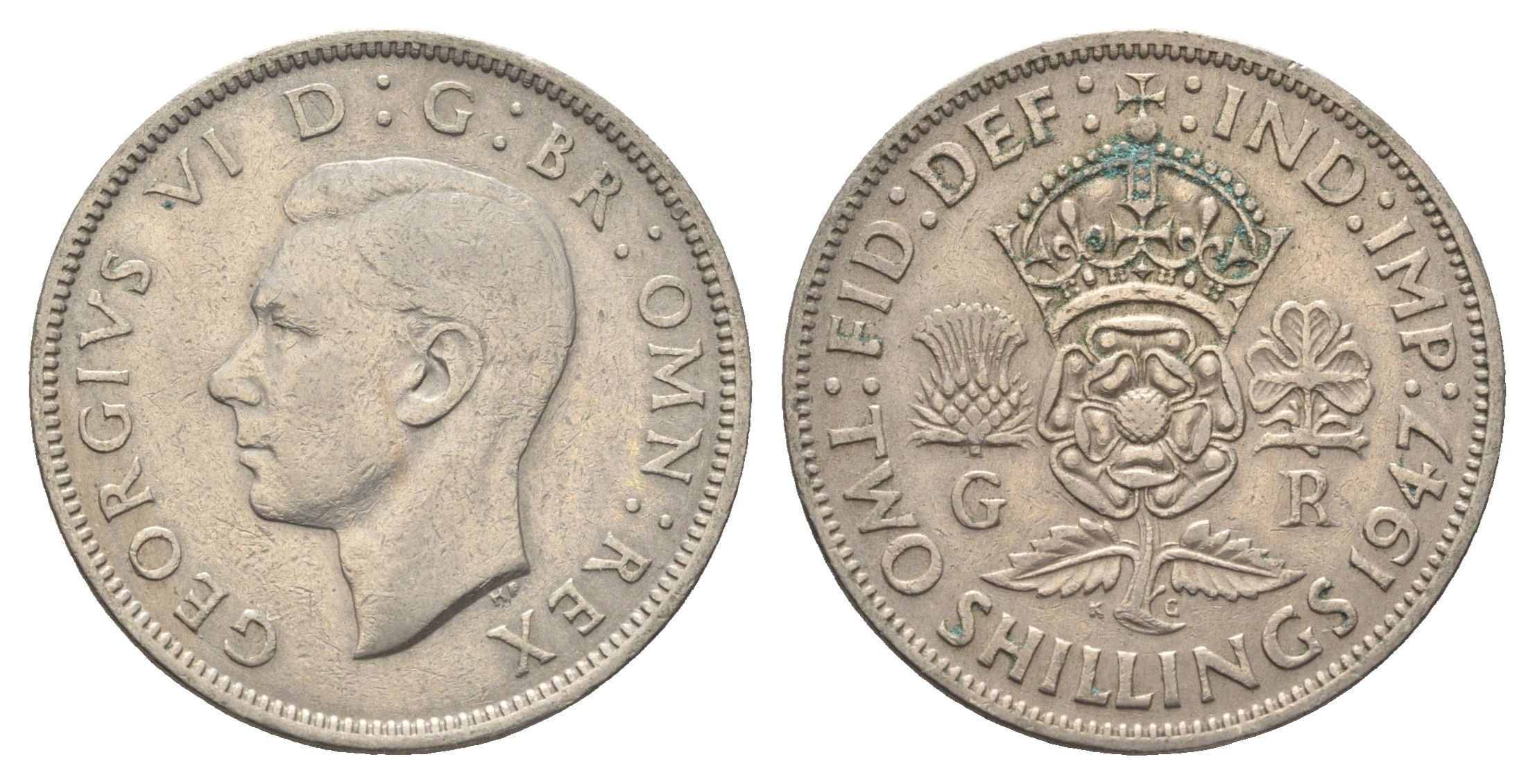 Великобритания 2 шиллинга (флорин) 1947 Георг VI (1936-1952) KM 865, Spink 4102 медно-никель 4663-242