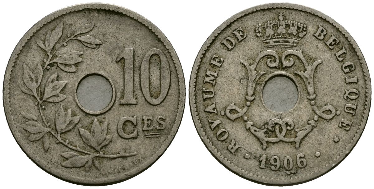 Бельгия 10 сантимов 1906 Belgique KM 52 медно-никель 4172-842