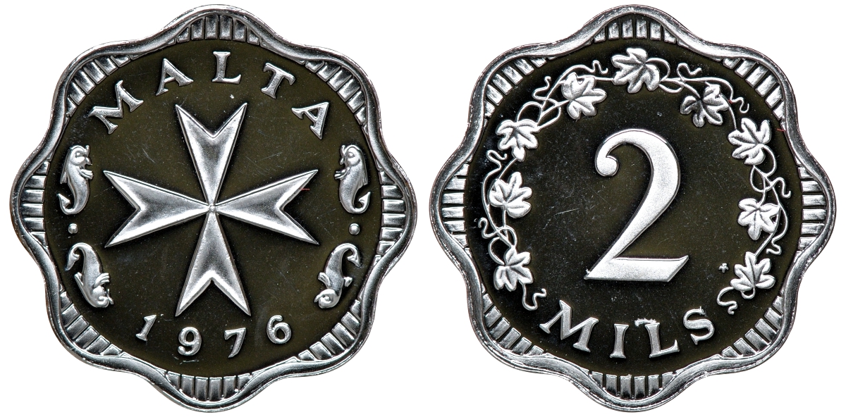 Мальта набор из 9 монет 1976 в оригинальной коробке с сертификатом KM PS2 PROOF 7-7-15