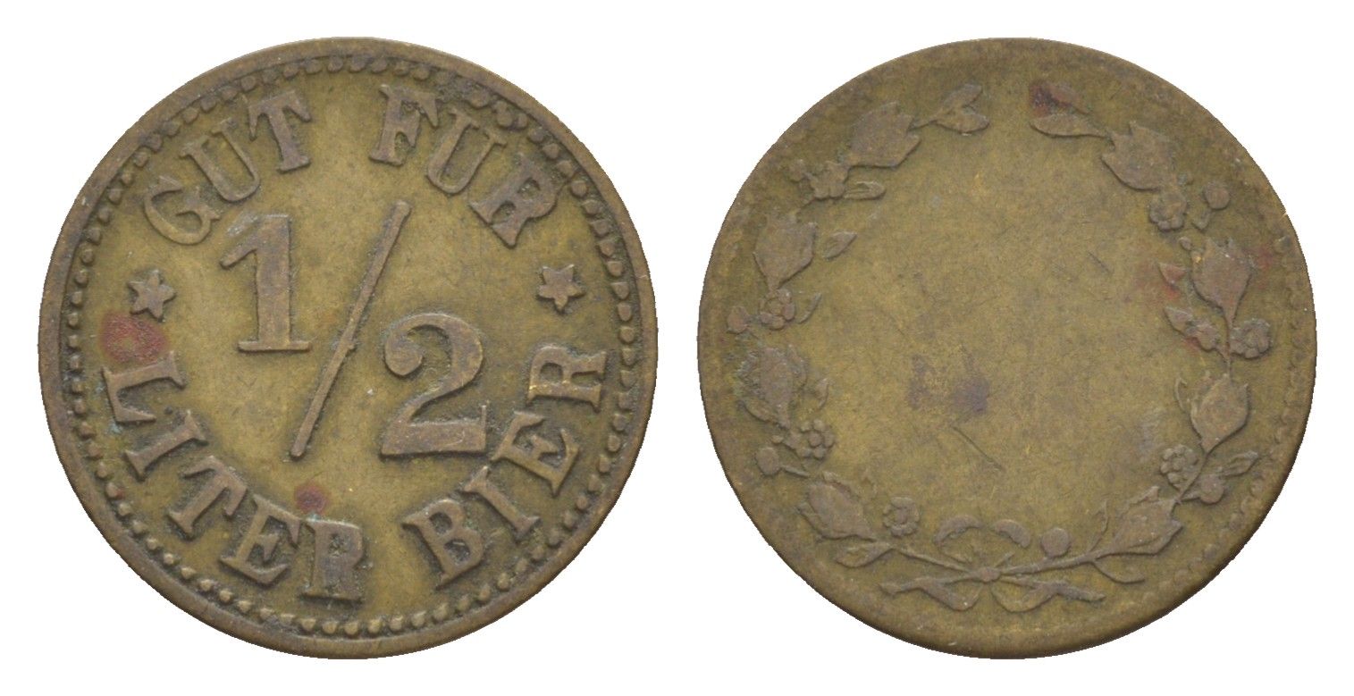 Германия жетон 1/2 литра пива ND латунь 4636-1244