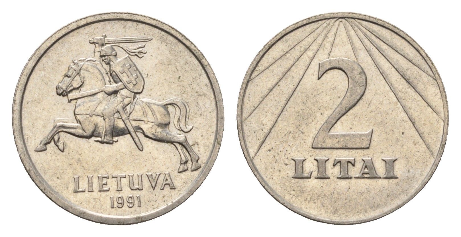 Литва 2 лита 1991 год-тип KM 92 медно-никель 26-667