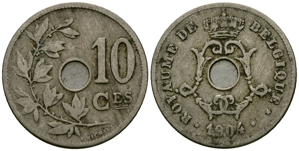 Бельгия 10 сантимов 1904 Belgique KM 52 медно-никель 4172-737