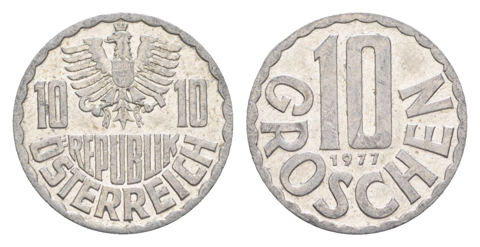 Австрия 10 грошей 1977 KM 2878 алюминий 4147-321