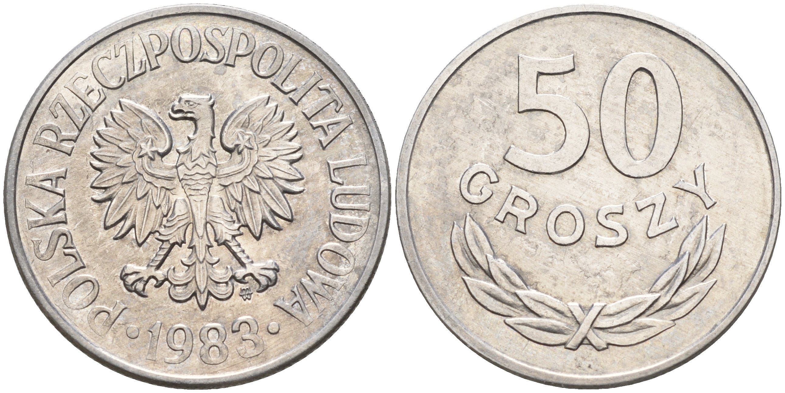 Польша 50 грошей 1983 MW KM 48.1 алюминий    4161-145