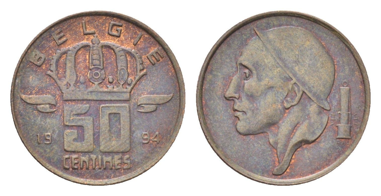 Бельгия 50 сантимов 1994 Belgie, Бодуэн I (1951-1993) KM 149 бронза 4705-317