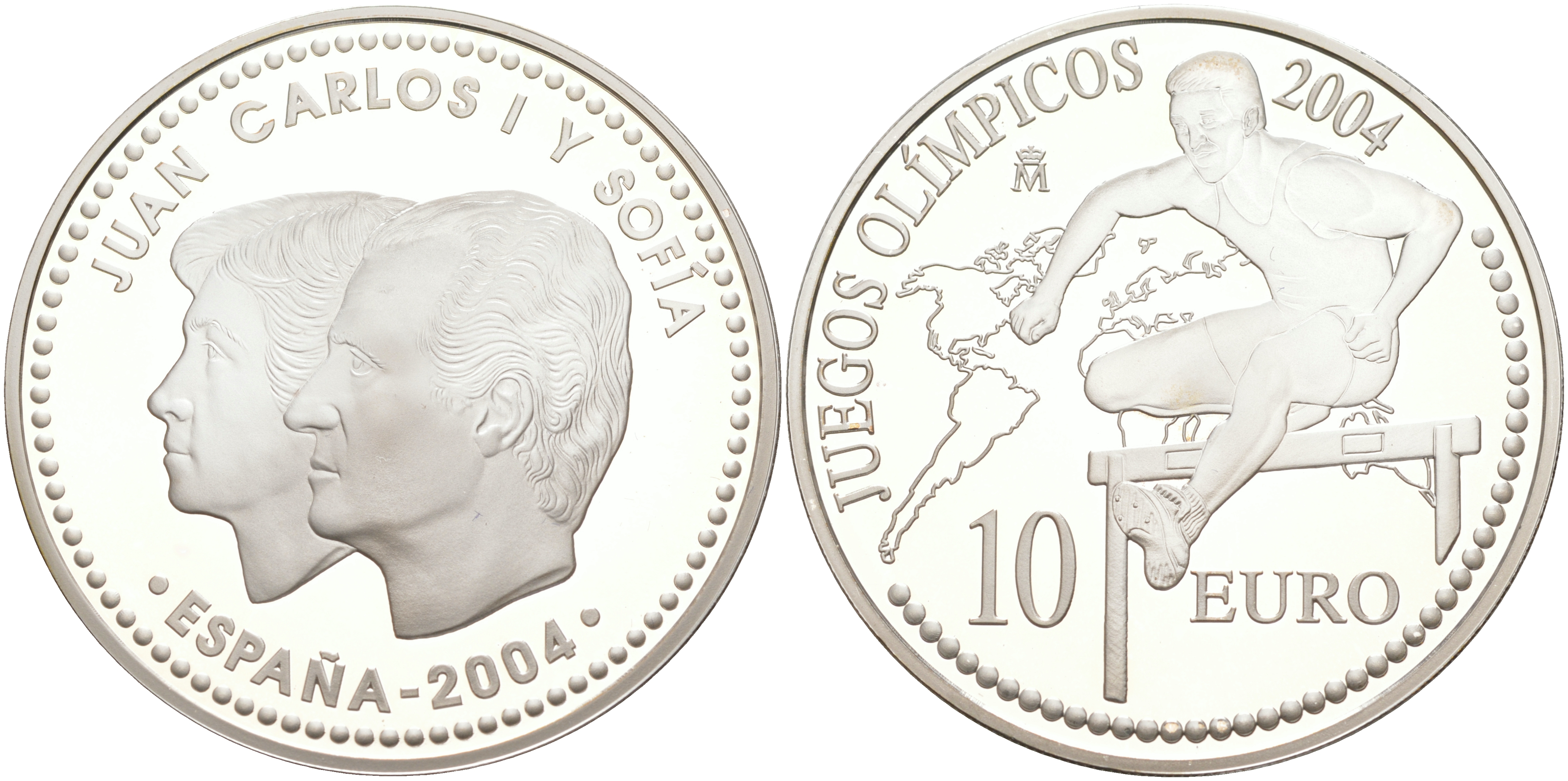 Испания 10 евро 2004 XXVIII Летние Олимпийские игры 2004 года, бег с барьерами KM 1101 серебро PROOF 1074-9-11