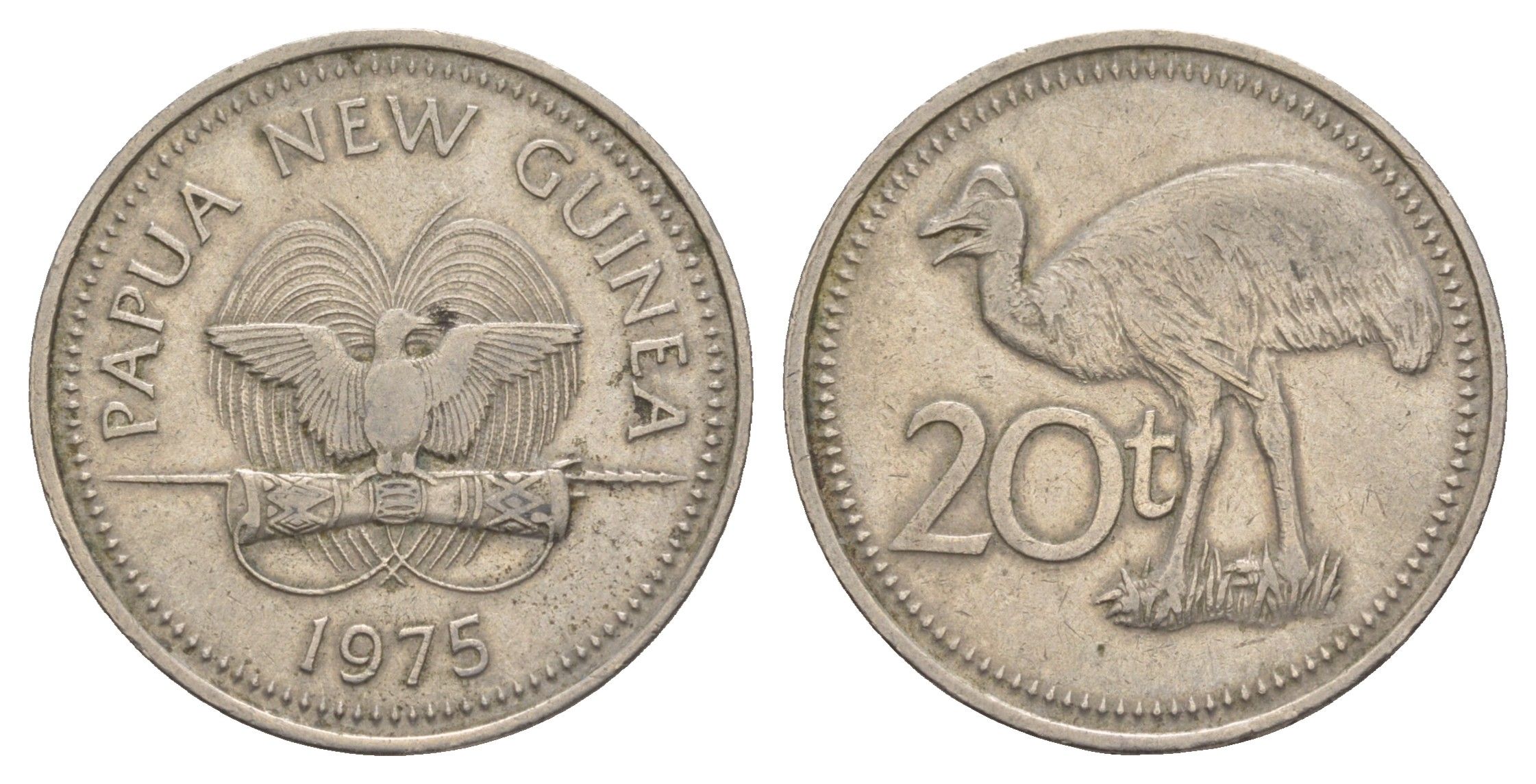 Папуа-Новая Гвинея 20 тойя 1975 KM 5 медно-никель 4656-657
