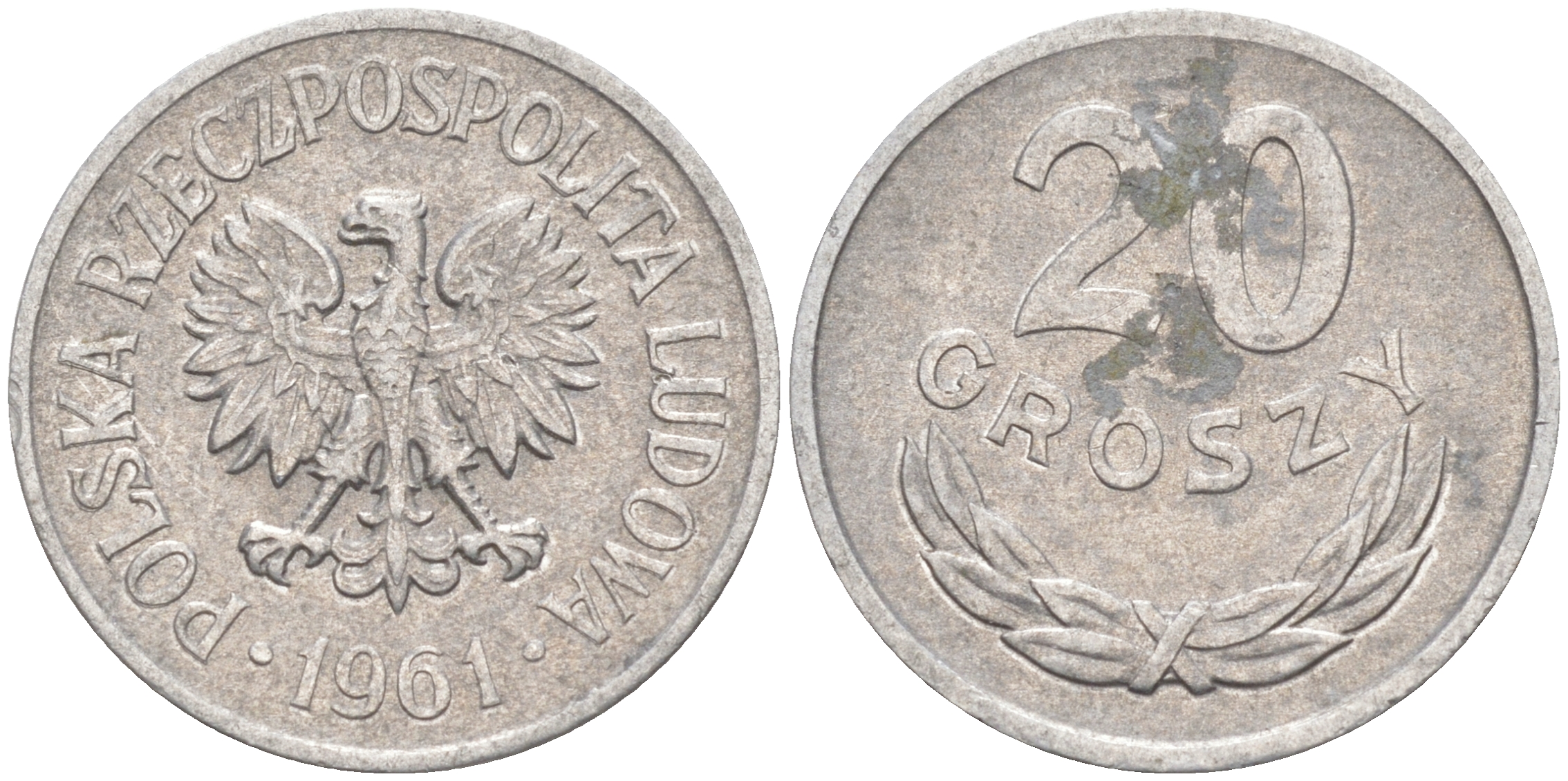 Польша 20 грошей 1961 MW KM А47, Parchimowicz 208b алюминий 106-431