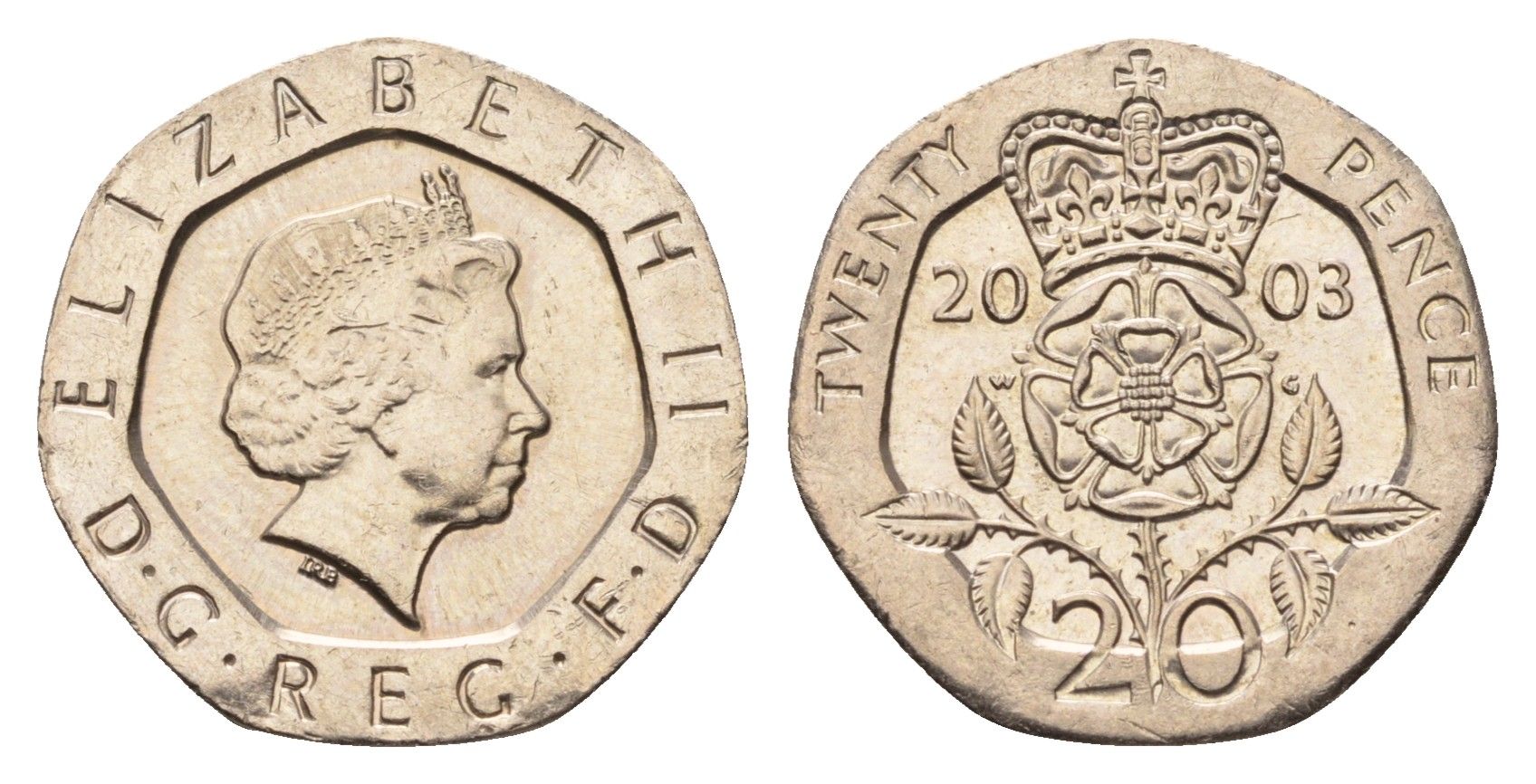 Великобритания 20 пенсов 2003 Елизавета II (1952-2022) KM 990, Spink 4630 (G3) медно-никель UNC 4696-855
