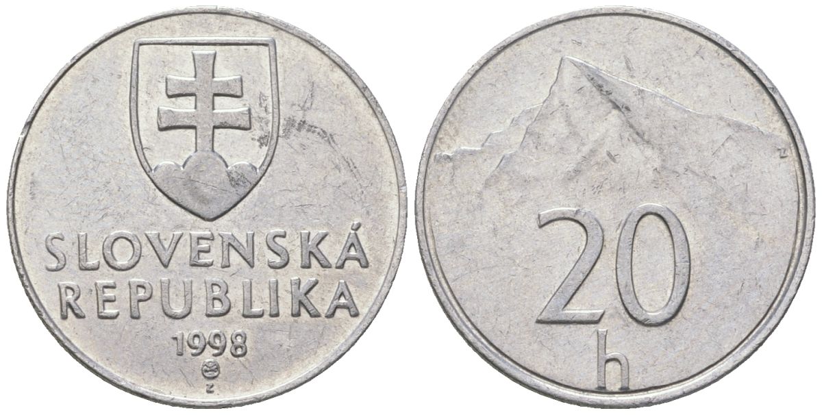 Словакия 20 геллеров 1998 MK KM 18 алюминий aUNC 4164-555