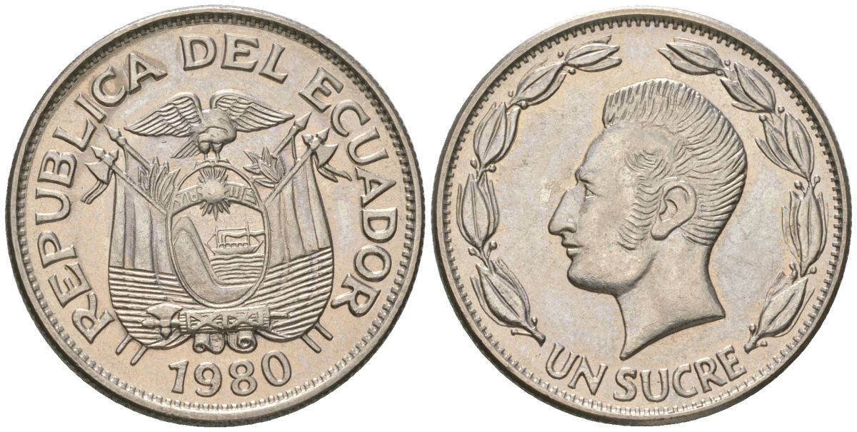 Эквадор 1 сукре 1980 KM 78b сталь плакированная никелем aUNC 4511-735