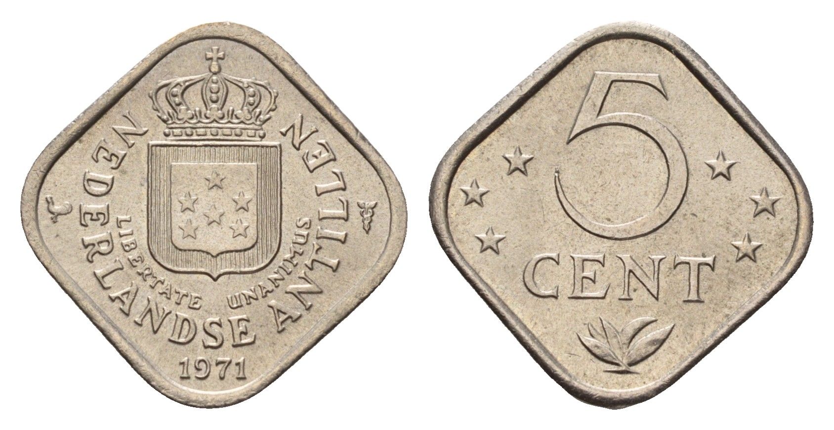 Нидерландские Антильские острова (Нидерландские Антилы) 5 центов 1971 Юлиана (1948-1980) KM 13 медно-никель UNC 4588-726
