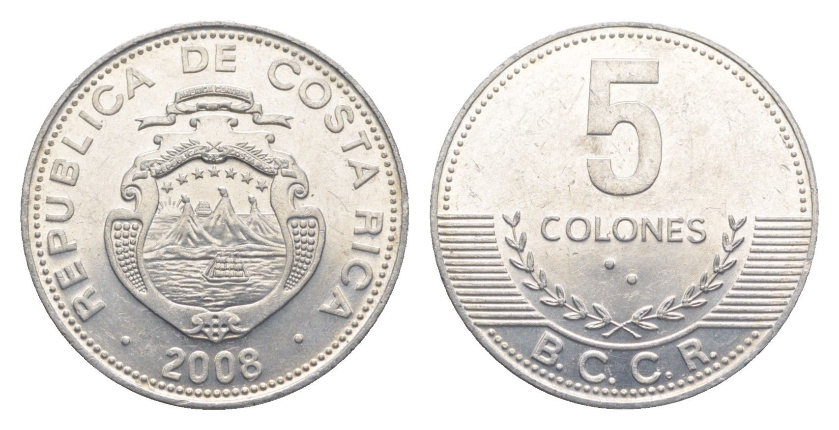 Коста-Рика 5 колонов 2008 KM 227b алюминий UNC 4644-358