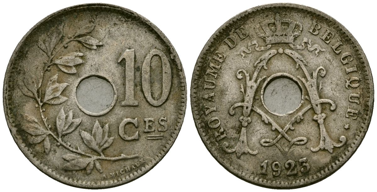 Бельгия 10 сантимов 1923 Belgique KM 85 медно-никель 4172-944
