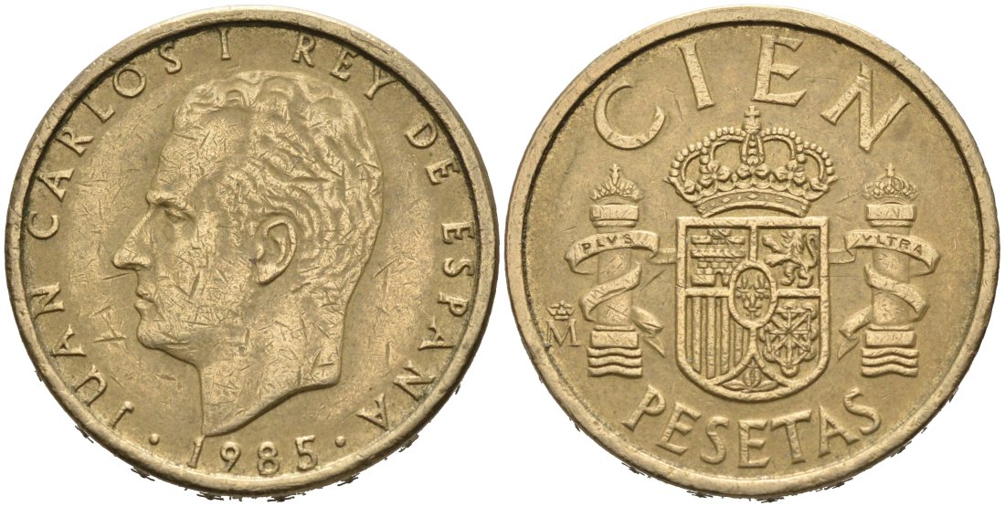 Испания 100 песет 1985 Хуан Карлос I (1975-2001) KM 826 алюминиевая бронза 4573-122