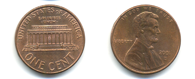 США 1 ЦЕНТ 2001 D ЛИНКОЛЬН KM 201b цинк плакированный медью 86-435