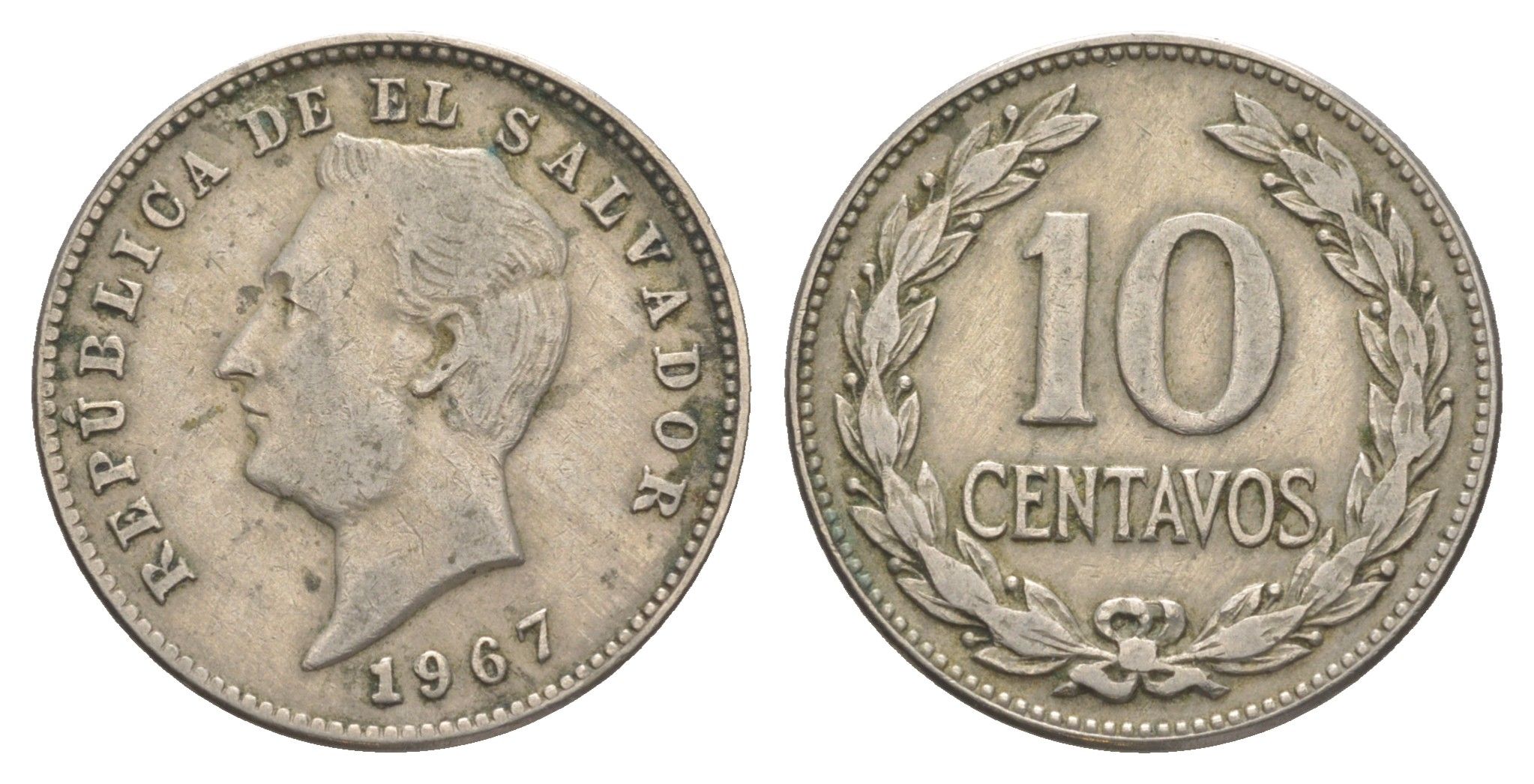 Сальвадор 10 сентаво 1967 KM 130 медно-никель 4620-147