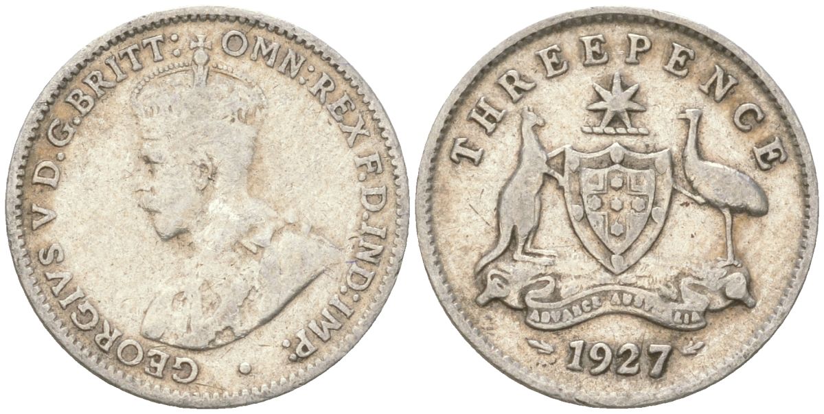 Австралия 3 пенса 1927 Георг V (1910-1936) KM 24 серебро 4621-1139