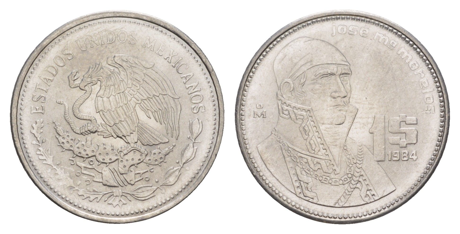 Мексика 1 песо 1984 Mo KM 496 медно-никель UNC 4637-623