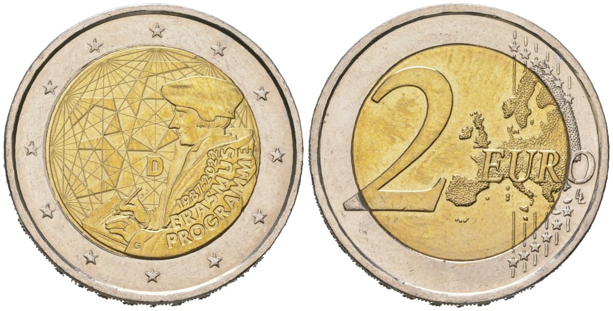 Испания 2 евро 2022 35 лет программе Эразмус KM 1553 биметалл aUNC 3334-251