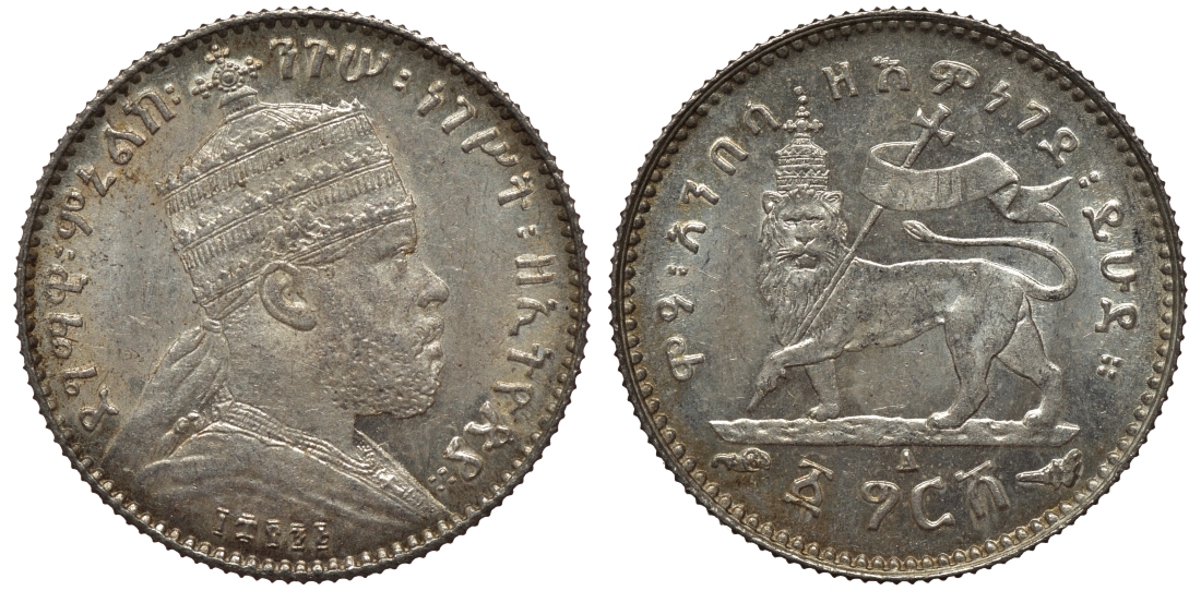 Эфиопия 1 герш 1902-1903 ЕЕ1895 А, Менелик II (1889-1913), KM 12 серебро 1523-1115