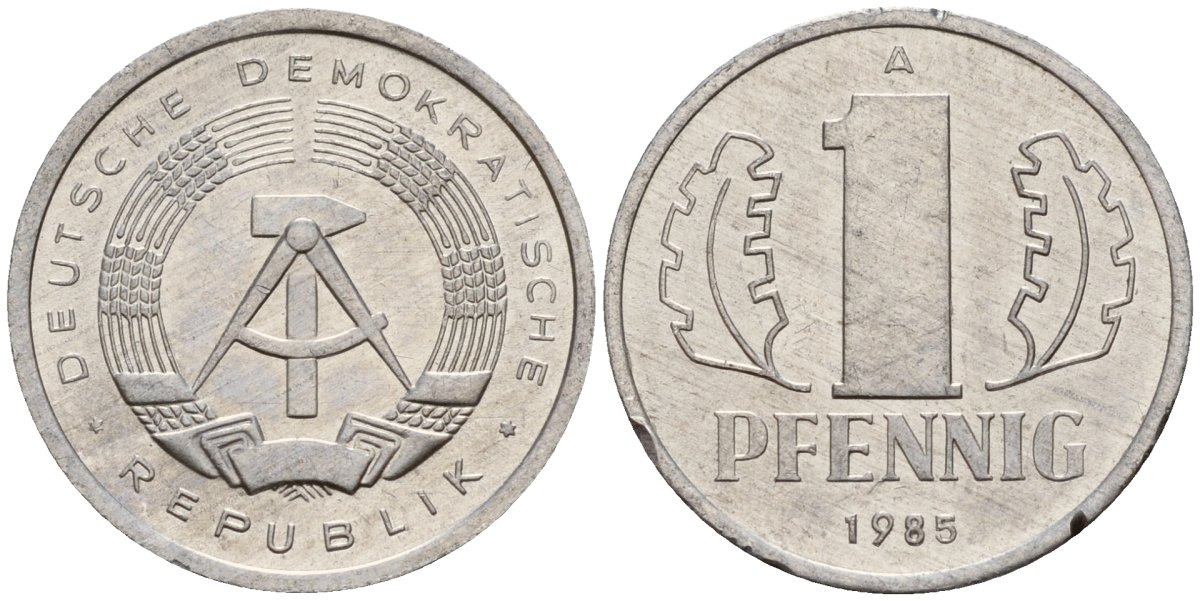 ГДР 1 пфенниг 1985 A KM 8.2 алюминий 192-255