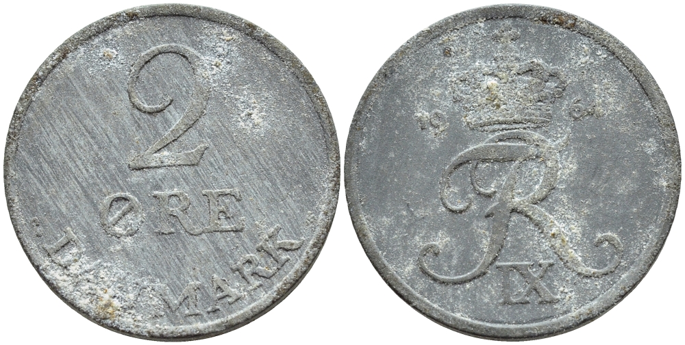 ДАНИЯ 2 ЭРЕ 1964 C; S, ФРЕДЕРИК IX (1947-1972) KM 840.2 цинк 51-1644