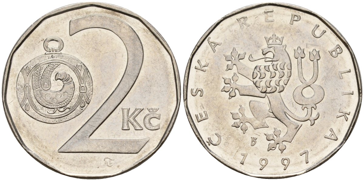 Словакия 2 кроны 1997 KM 9 сталь плакированная никелем 4152-917