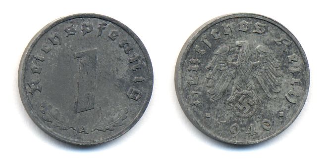 ГЕРМАНИЯ 1 РЕЙХСПФЕННИГ 1940 A цинк 57-1229