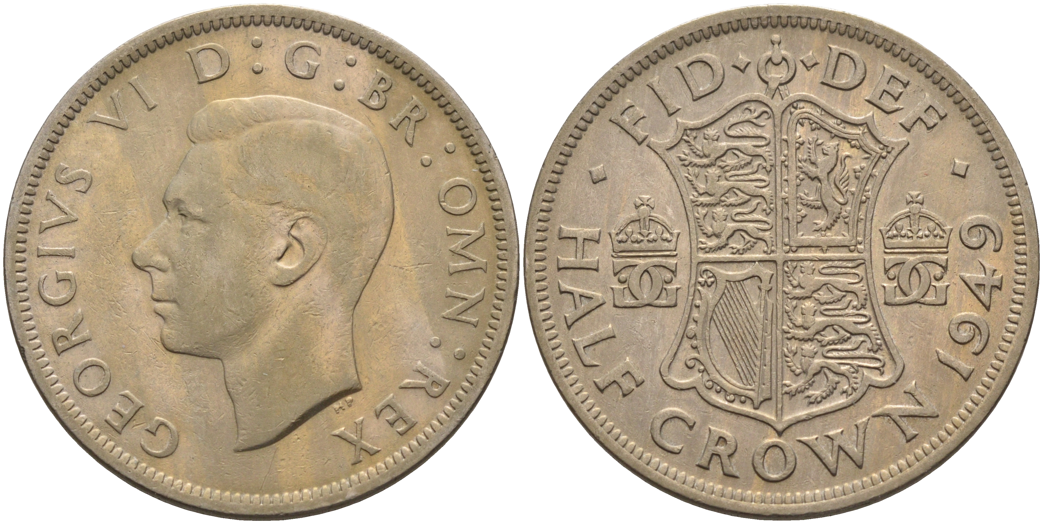 Великобритания 1/2 кроны 1949 Георг VI (1936-1952) KM 879, Spink 4106 медно-никель 4367-1232