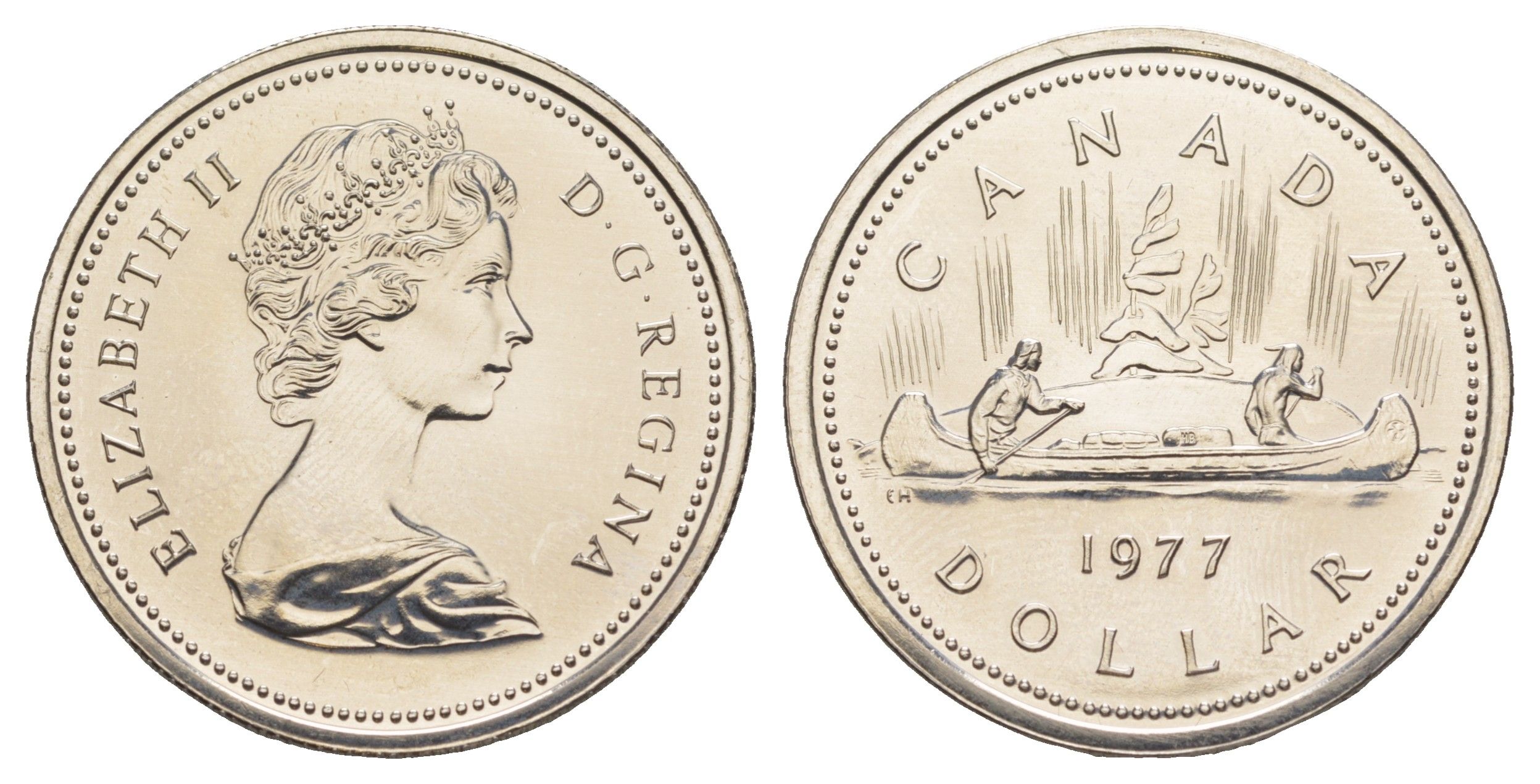 Канада 1 доллар 1977 Елизавета II (1952-2022), каноэ KM 117 никель PROOF-LIKE (BU) 4185-543