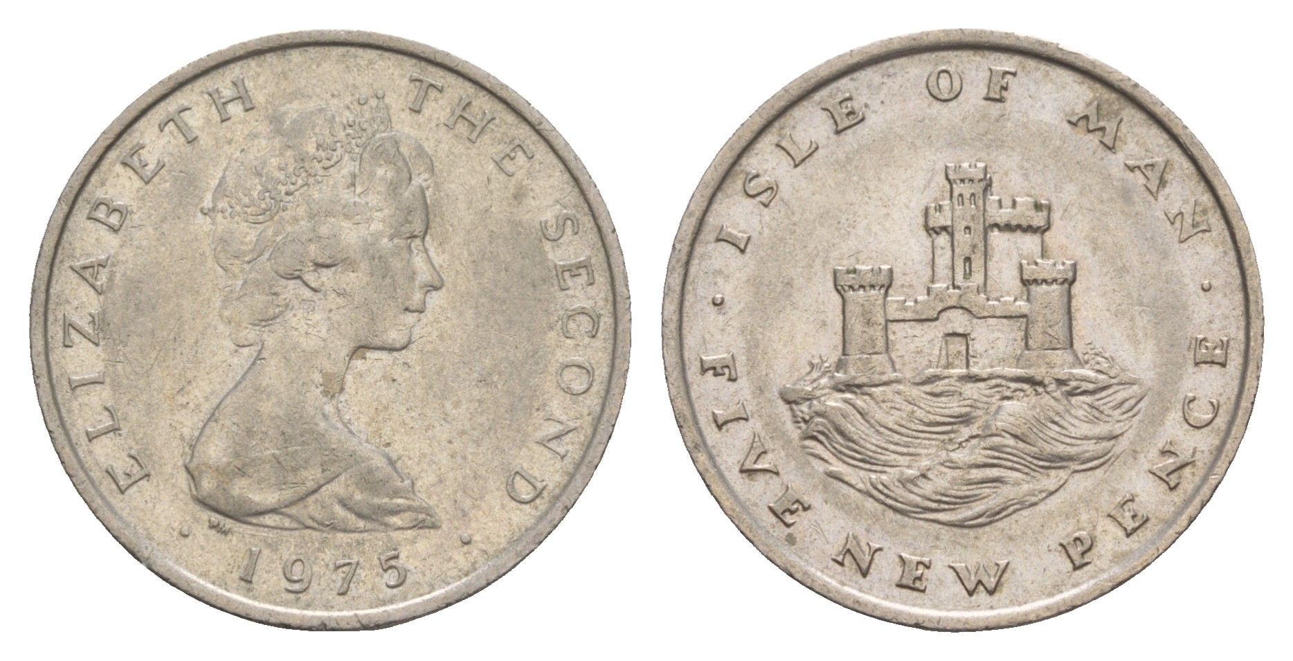 Остров Мэн 5 пенсов 1975 PM, Елизавета II (1952-2022) KM 22 медно-никель 4656-1036