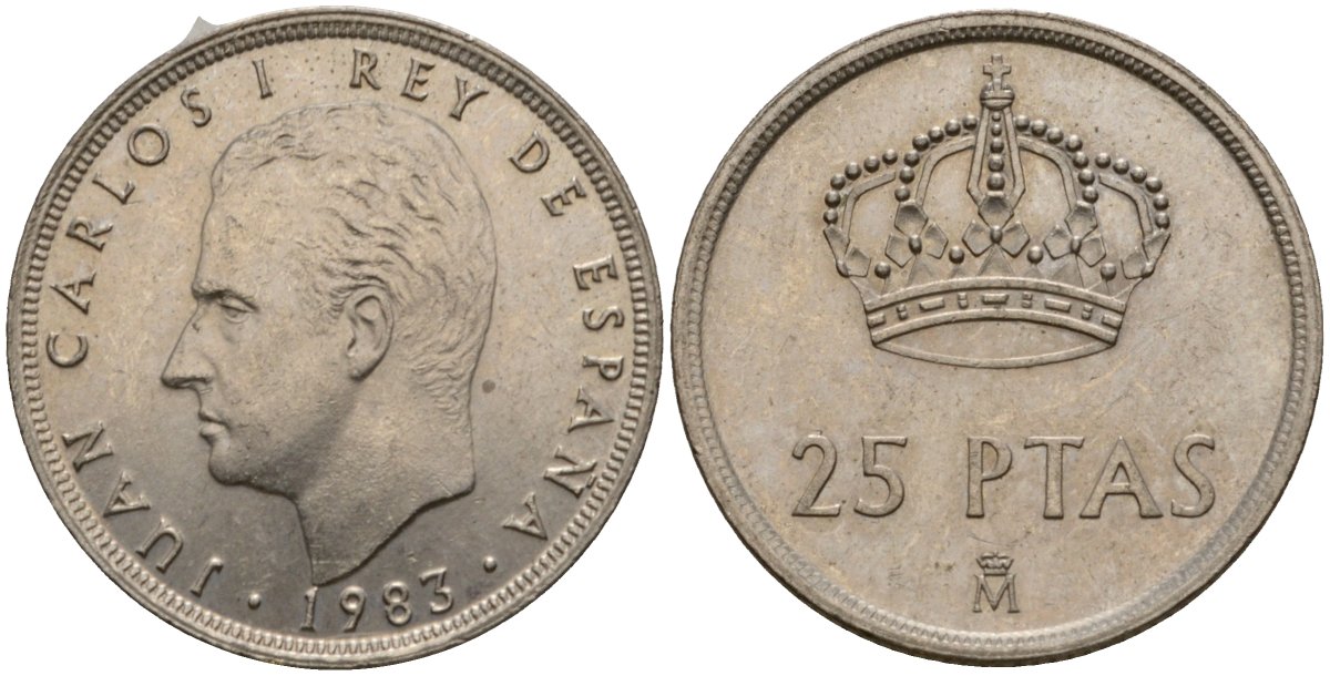 Испания 25 песет 1983 Хуан Карлос I (1975-2014) KM 824 медно-никель 183-141