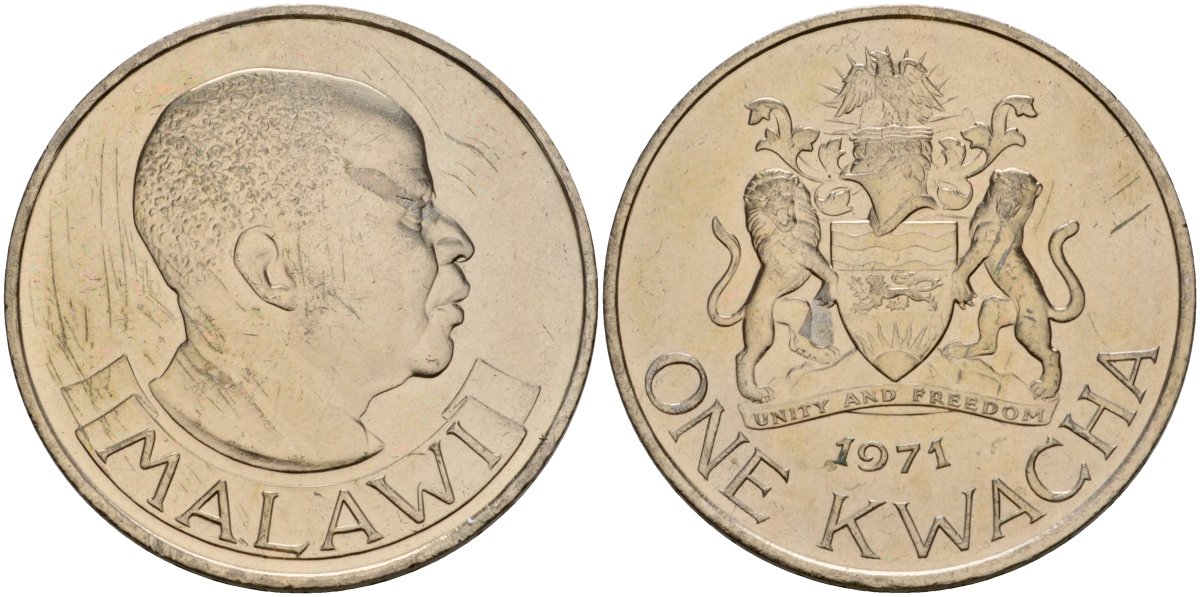 Малави 1 квача 1971 KM 12 медно-никель UNC 4125-725