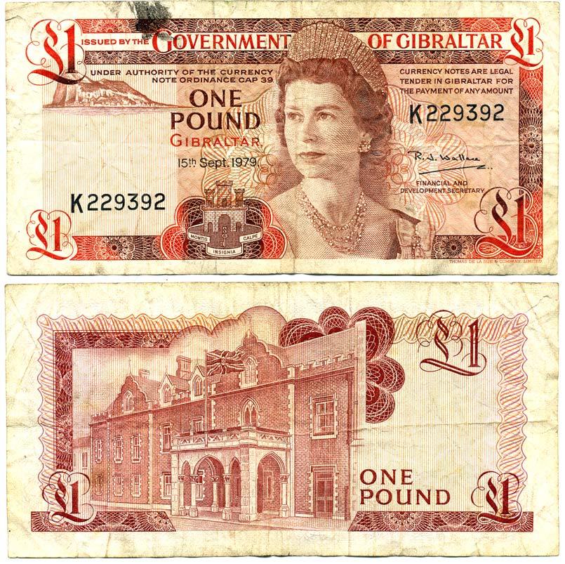 ГИБРАЛТАР 1 ФУНТ 1979 Pick 20b бумага 7523-37-1