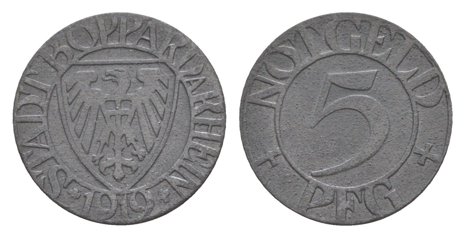 Боппард 10 пфеннигов 1919 Funck 53.2, Men05 3243.3, Men18 4165.3 цинк 4636-869