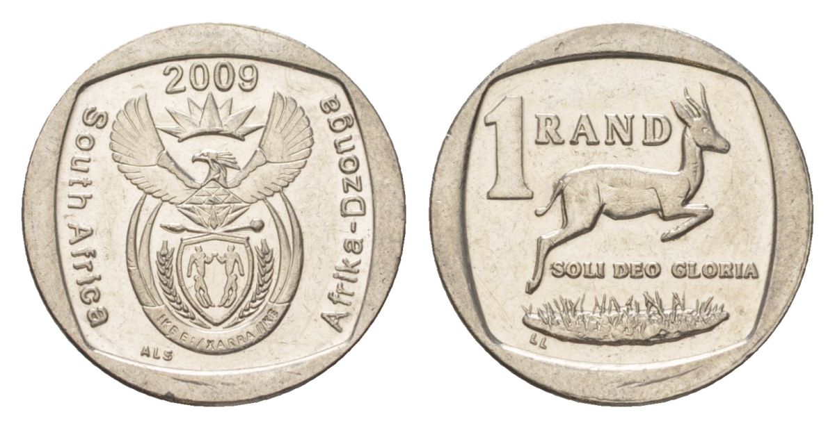 ЮАР 1 ранд 2009 KM 468 медь плакированная никелем 4627-532