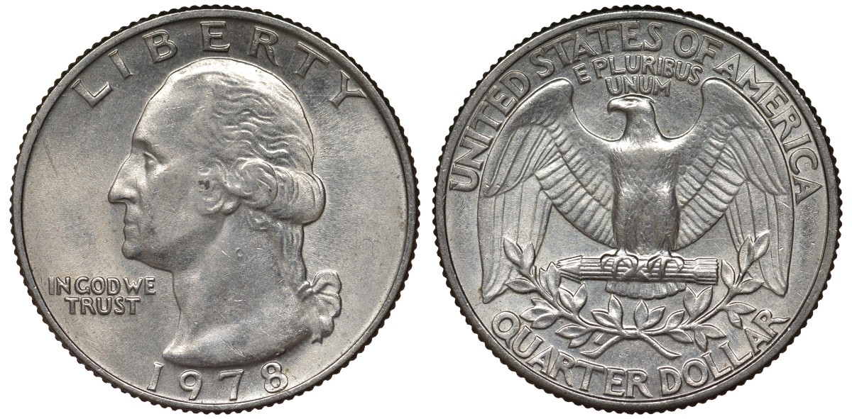 США 25 центов (квотер) 1978 Вашингтон KM A164a медь плакированная медно-никелем 4128-636