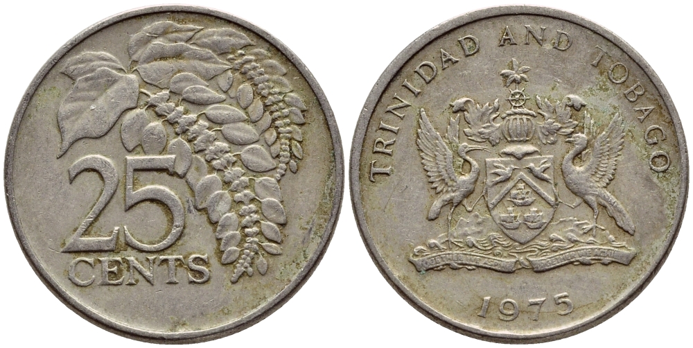 Тринидад и Тобаго 25 центов 1975 цветок дикая пуансеттия KM 28 медно-никель 4396-711