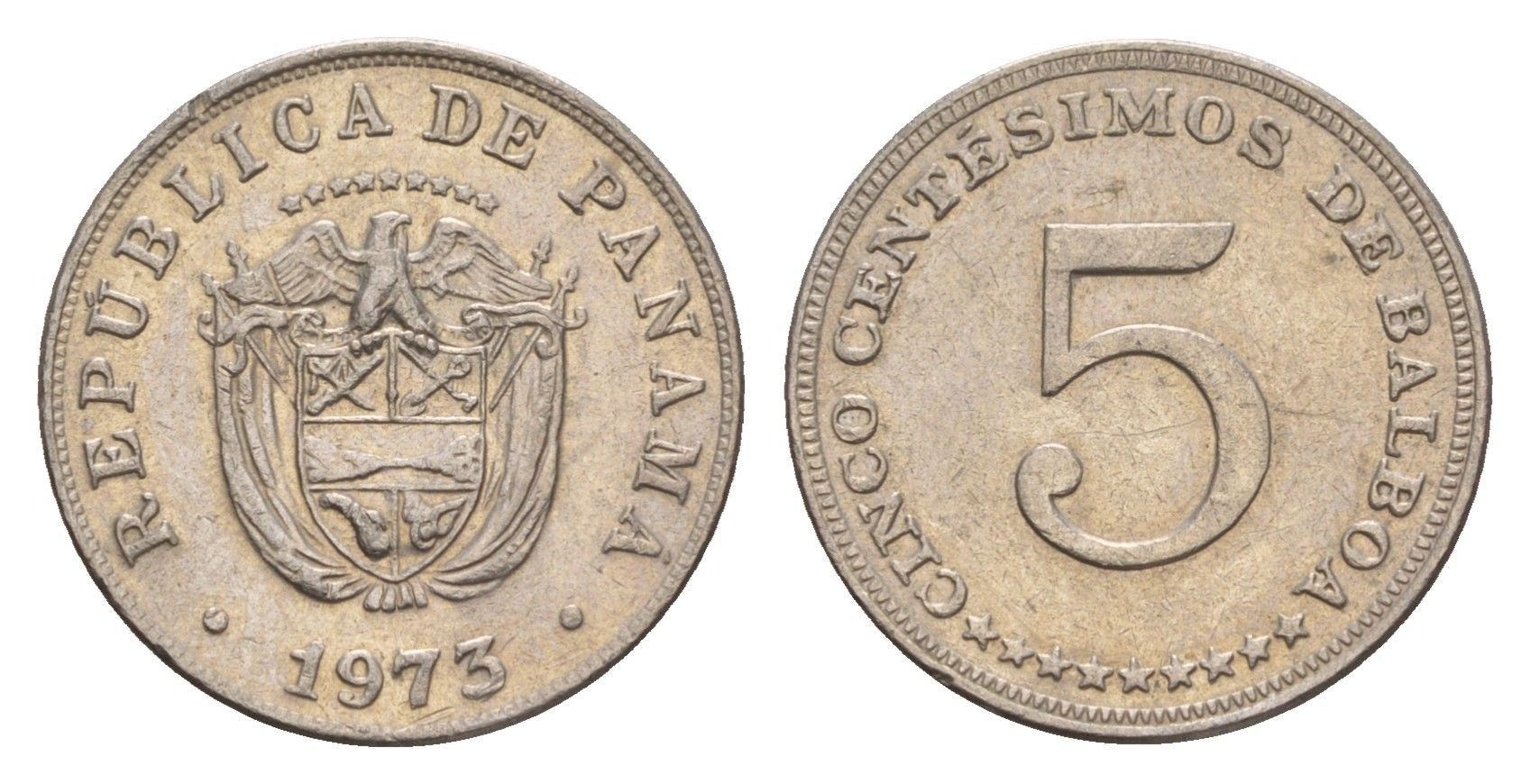 Панама 5 сентесимо 1973 KM 23.2 медно-никель 4655-856