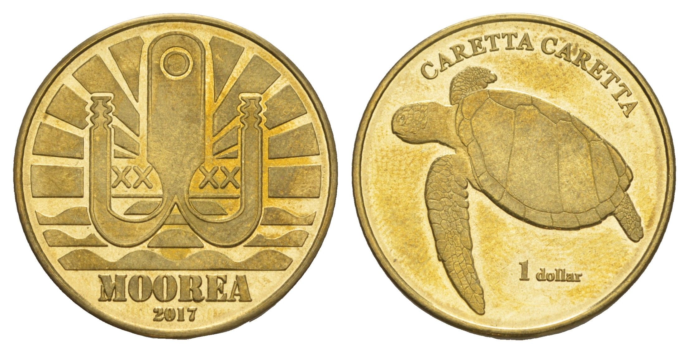 Французская Полинезия (Муреа) 1 доллар 2017 латунь BU 4646-1132