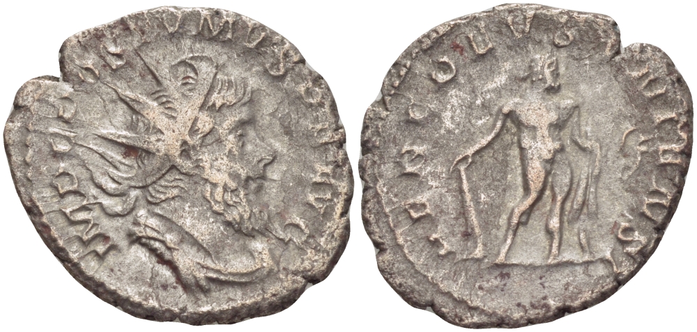 Римская Империя (императоры в Галлии) антониниан 260 - 269 Постум. IMP C POSTVMVS P F AVG / HERC DEVSONIENSI, Геркулес с палицей, луком и львиной шкурой, Колония Агриппины, Good Very fine RIC 64 биллон 1073-12-27