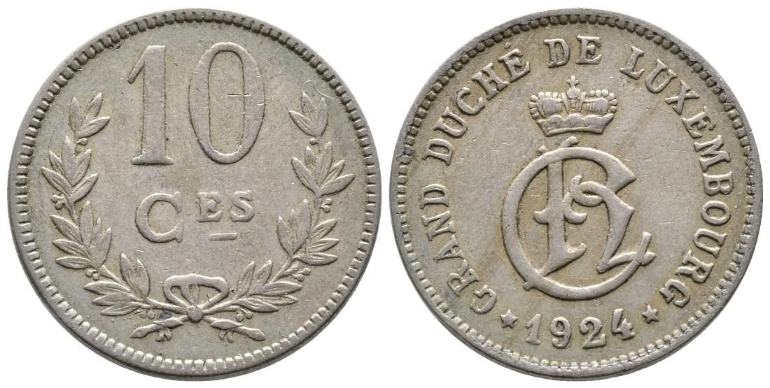 Люксембург 10 сантимов 1924 Шарлотта (1918-1964) KM 34 медно-никель 259-635