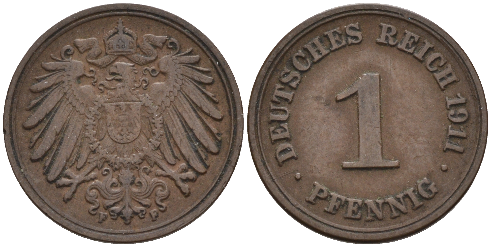 Германия 1 пфенниг 1911 F KM 10, J. 10 медь 4594-1249