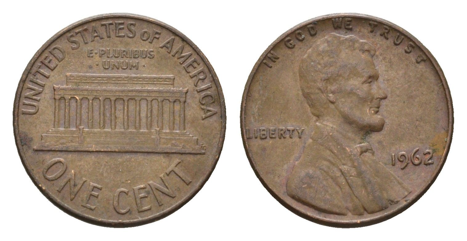 США 1 цент 1962 Авраам Линкольн KM 201 медь цинк 4674-469