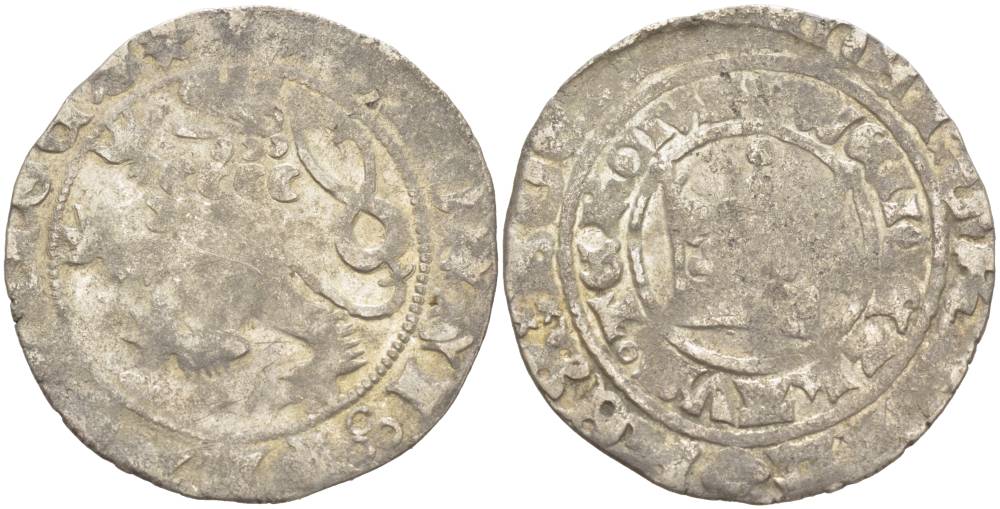 Богемия 1 пражский грош 1378-1419 WENZESLAUS III (IV) (13678-1419), WENZESLAVS TERCIVS серебро 1521-741